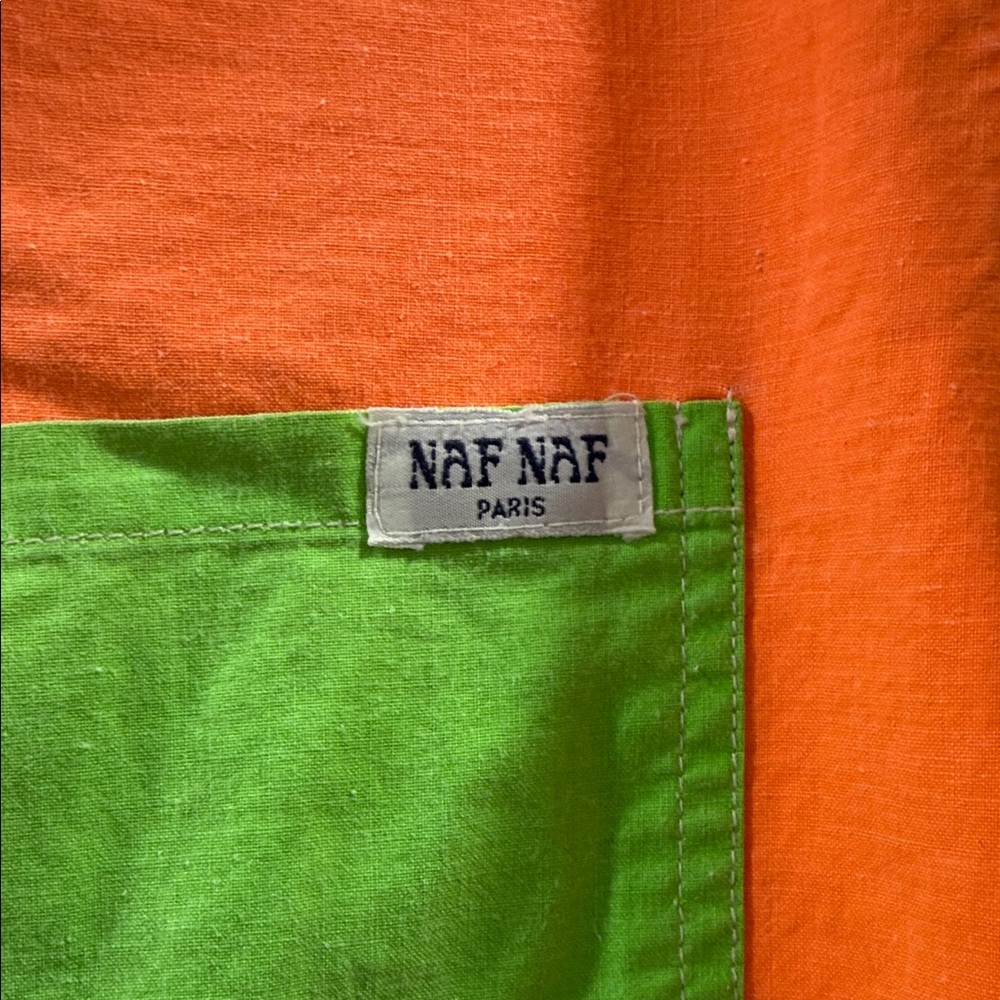 Naf Naf Paris Neon Colorblock Short Sleeve Shirt - Pink Green Orange - Picture 2 of 6